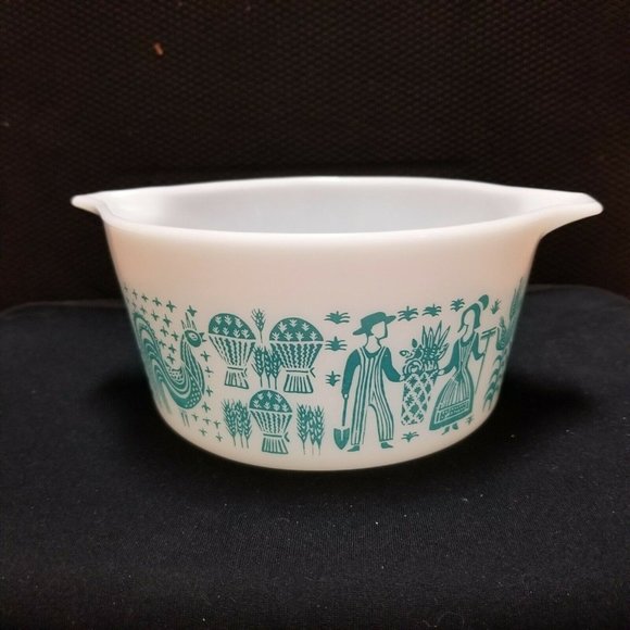 Pyrex Other - Vintage Pyrex Amish Butterprint 1 Qt Ovenware Turquoise Mixing Bowl Mint Cond